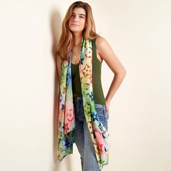 Lenço Florido Verde - Grine Store | Bijuterias