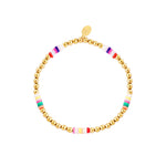 Pulseira Colored Slices And Golden Beads - Grine Store | Bijuterias