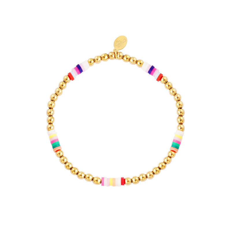 Pulseira Colored Slices And Golden Beads - Grine Store | Bijuterias