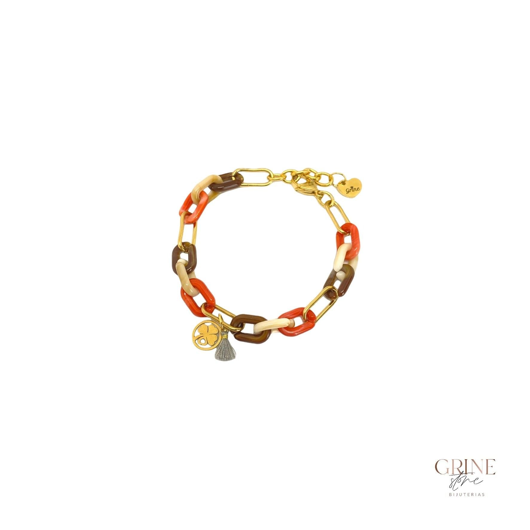 Pulseira corrente Aço Inoxidável e medalha "Trevo" - Grine Store | Bijuterias