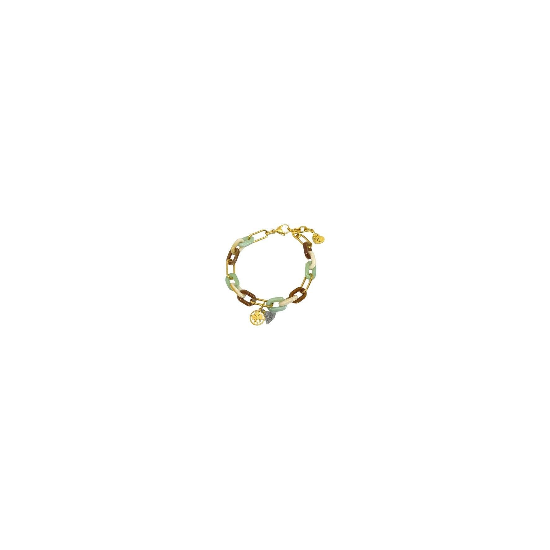 Pulseira corrente Aço Inoxidável e medalha "Trevo" - Grine Store | Bijuterias