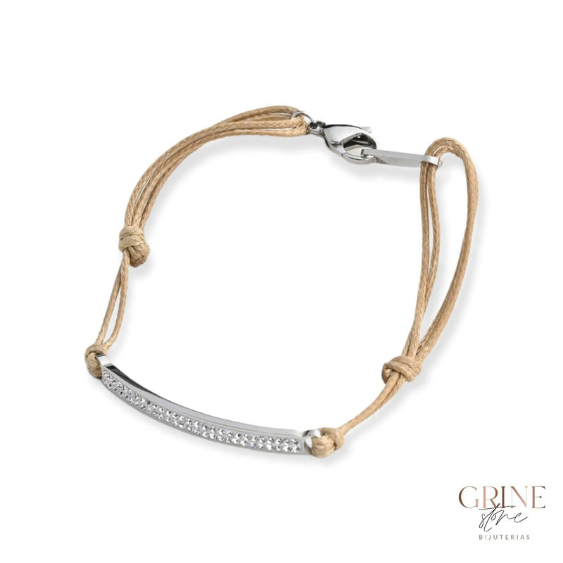 Pulseira de Aço inoxidável e brilhantes, ajustável - Grine Store | Bijuterias