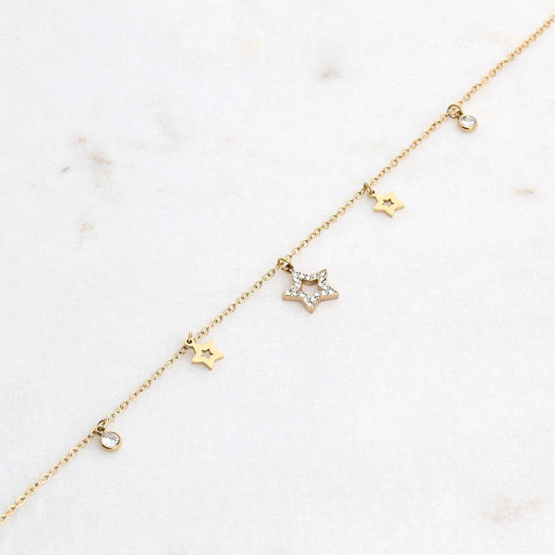 Pulseira de Pé com Estrelas, aço inoxidável - Grine Store | Bijuterias