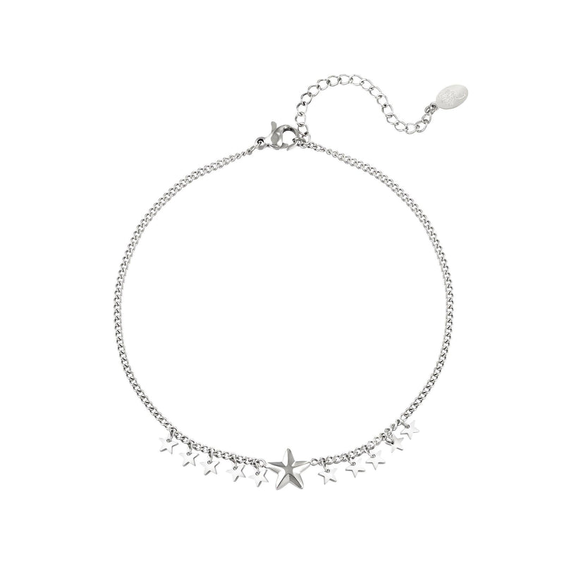 Pulseira de Pé com Estrelas, aço inoxidável - Grine Store | Bijuterias