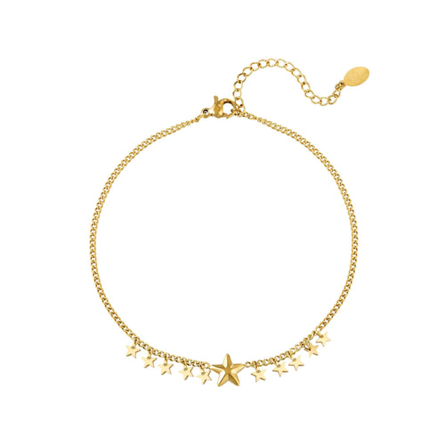 Pulseira de Pé com Estrelas, aço inoxidável - Grine Store | Bijuterias