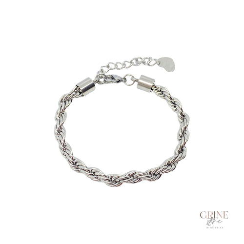 Pulseira em Aço, corrente entrançada - Grine Store | Bijuterias