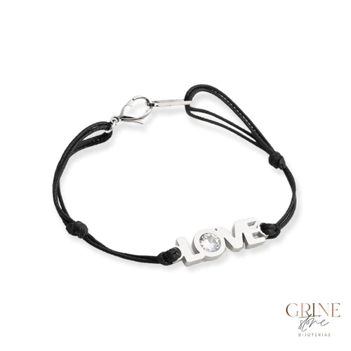 Pulseira LOVE de Aço inoxidável e brilhante, ajustável - Grine Store | Bijuterias