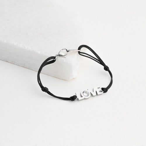 Pulseira LOVE de Aço inoxidável e brilhante, ajustável - Grine Store | Bijuterias