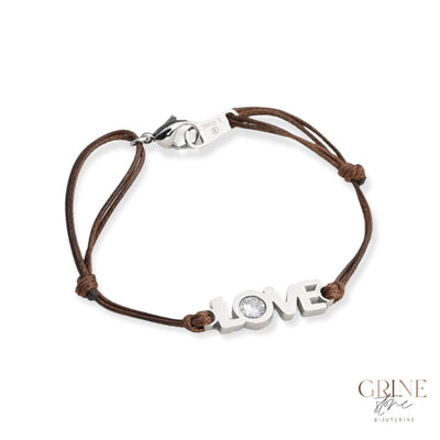 Pulseira LOVE de Aço inoxidável e brilhante, ajustável - Grine Store | Bijuterias