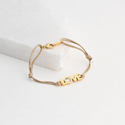 Pulseira LOVE de Aço inoxidável e brilhante, ajustável - GRINE