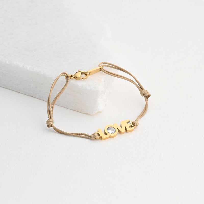 Pulseira LOVE de Aço inoxidável e brilhante, ajustável - Grine Store | Bijuterias