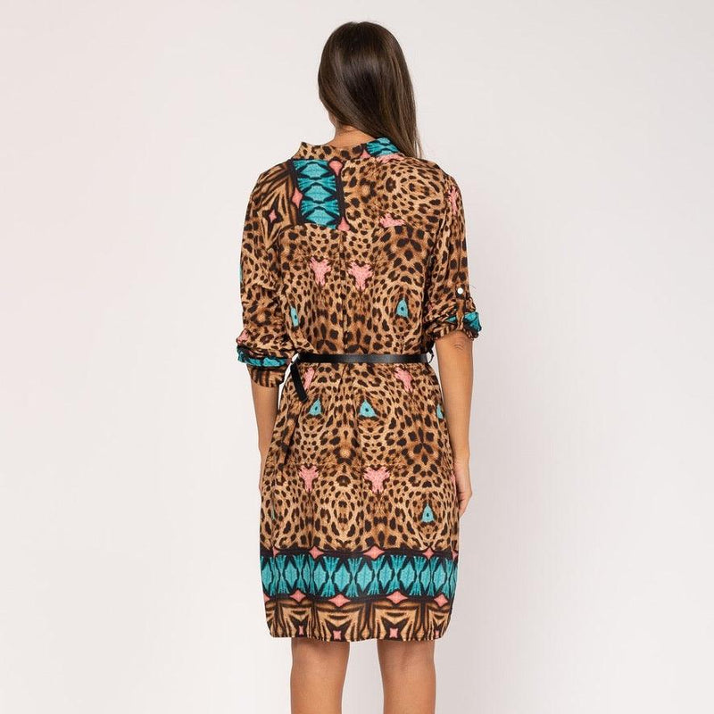 Vestido Curto Animal Print (camel) | Zuly - Grine Store | Bijuterias