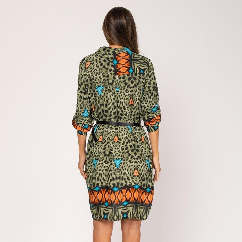 Vestido Curto Animal Print (verde) | Zuly - Grine Store | Bijuterias