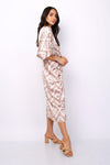 VESTIDO MIDI (BEIGE) | GEOMETRIC - Grine Store | Bijuterias